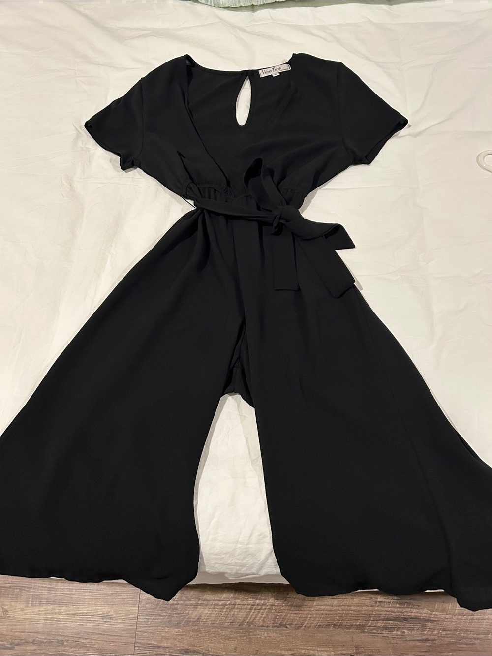 Velvet Torch Black Wide-Leg Tie-Waist Jumpsuit